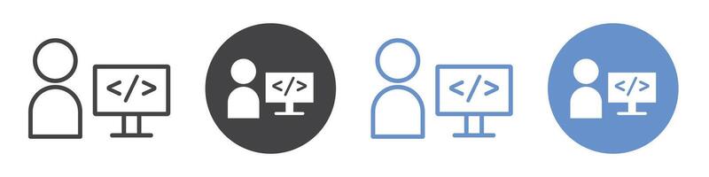 Programmer icon flat line symbol set. vector