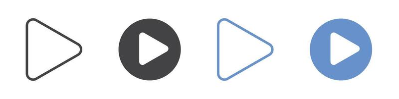Play icon flat line symbol set. vector