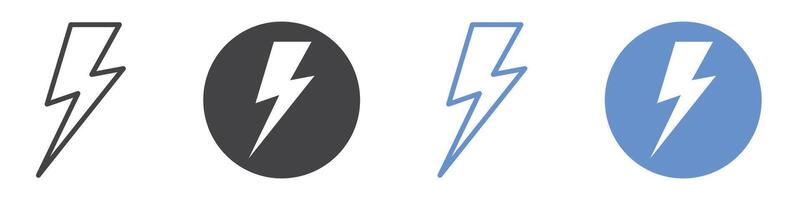 Lightning icon flat line symbol set. vector