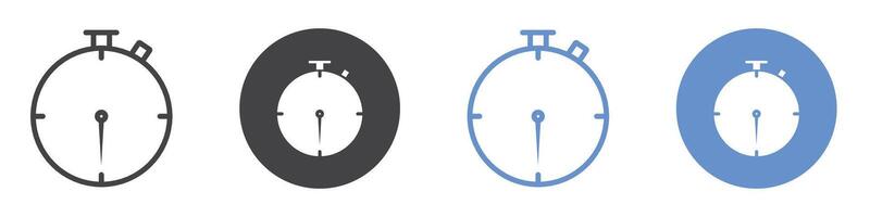 Stop watch icon flat line symbol set. vector