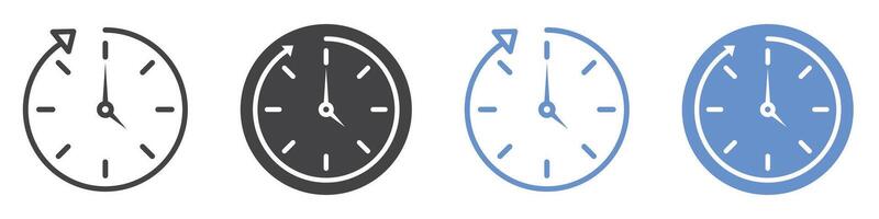 Time icon flat line symbol set. vector