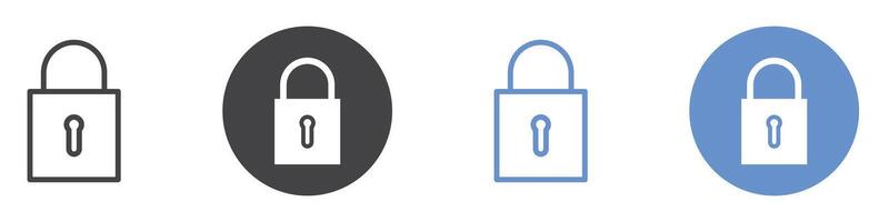 Lock icon flat line symbol set. vector