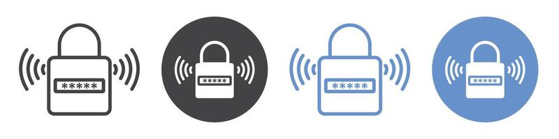 Smart lock icon flat line symbol set. vector