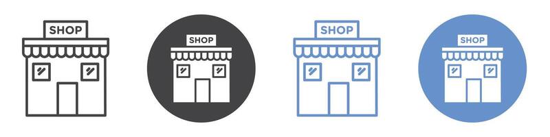 Local store icon flat line symbol set. vector