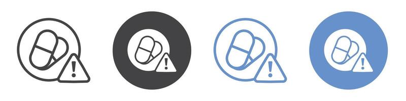 Overdose icon flat line symbol set. vector