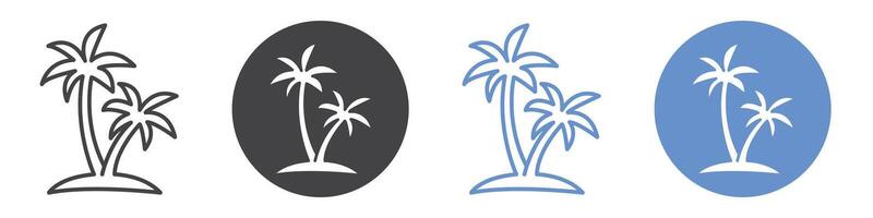 Palm tree icon flat line symbol set. vector
