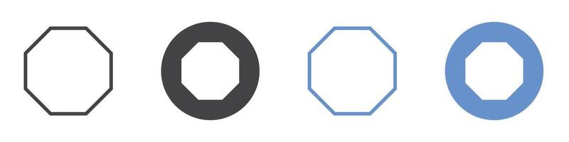 Octagon icon flat line symbol set. vector