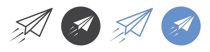 Paper plane icon flat line symbol set. vector