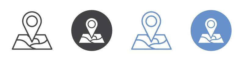 Map pin icon flat line symbol set. vector