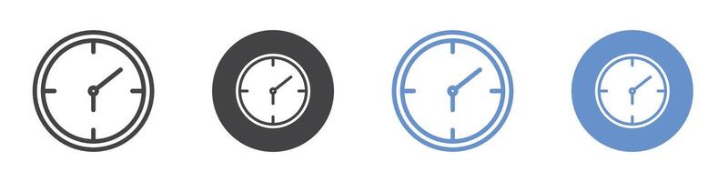 Time clock icon flat line symbol set. vector
