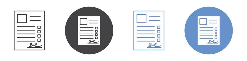 Signed document icon flat line symbol set. vector