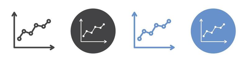 Line chart icon flat line symbol set. vector