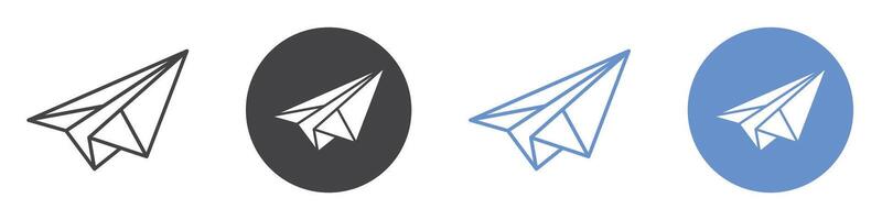 Paper plane icon flat line symbol set. vector