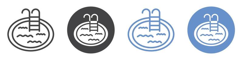 Swimming pool icon flat line symbol set. vector