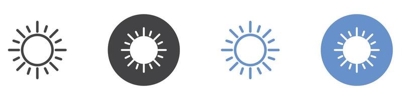Sun icon flat line symbol set. vector