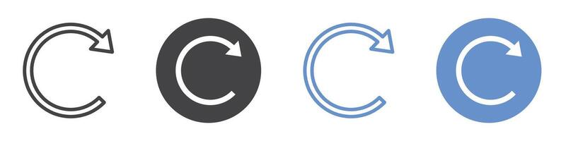 Reset icon flat line symbol set. vector