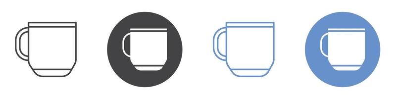 Mug icon flat line symbol set. vector