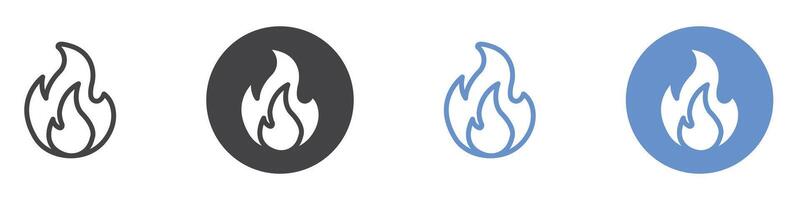 Flame icon flat line symbol set. vector