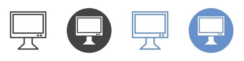 Monitor icon flat line symbol set. vector