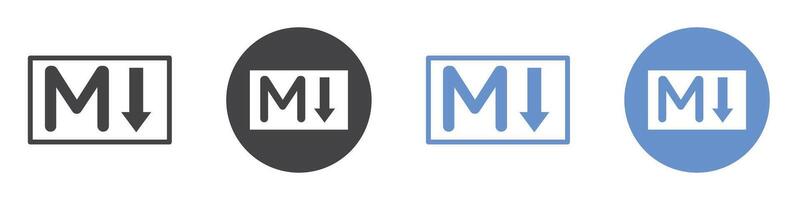 Markdown icon flat line symbol set. vector