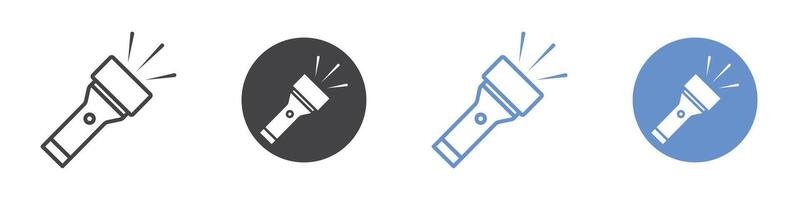 Flashlight icon flat line symbol set. vector