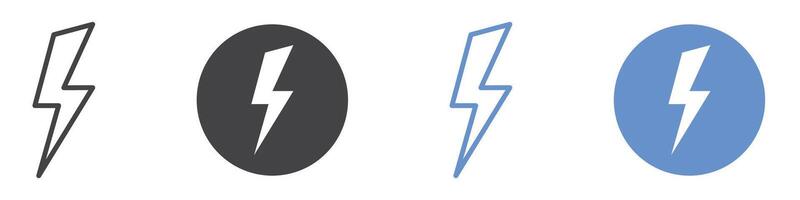 Flash icon flat line symbol set. vector