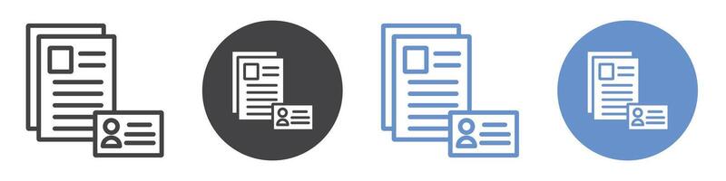 Personal documents icon flat line symbol set. vector