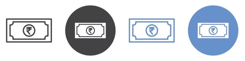 Indian rupee icon flat line symbol set. vector