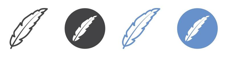 Feather icon flat line symbol set. vector