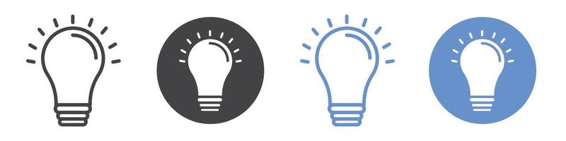 Lightbulb icon flat line symbol set. vector