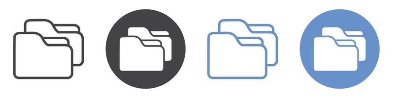 Folder box icon flat line symbol set. vector