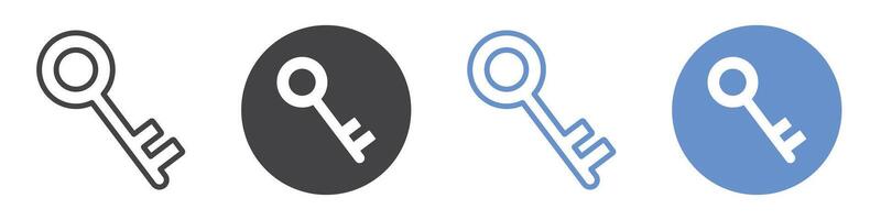 Key icon flat line symbol set. vector