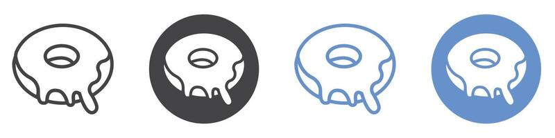 Doughnut icon flat line symbol set. vector