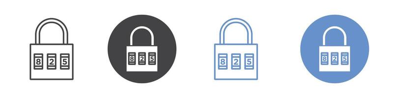 Code lock icon flat line symbol set. vector