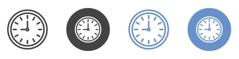 Clock nine icon flat line symbol set. vector