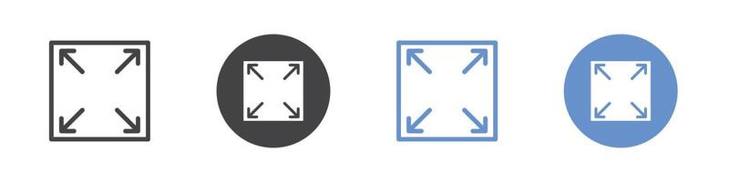 Expand icon flat line symbol set. vector