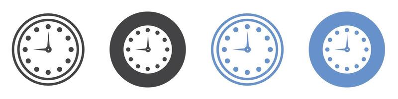 Clock icon flat line symbol set. vector