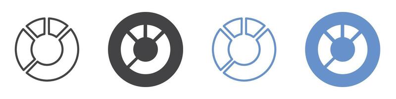 Donut chart icon flat line symbol set. vector