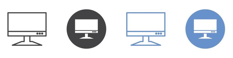 Computer Screen icon flat line symbol set. vector