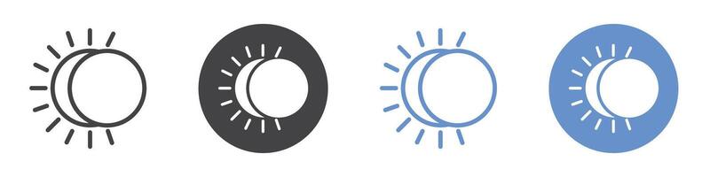 Eclipse icon flat line symbol set. vector