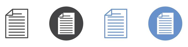 Document icon flat line symbol set. vector
