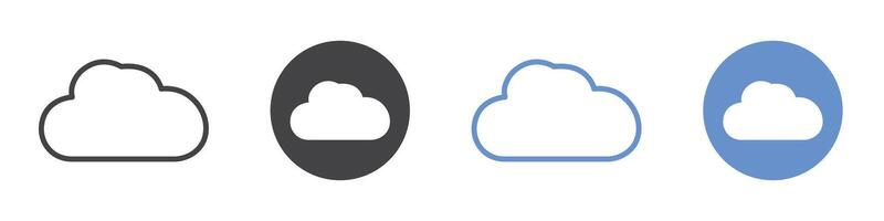 Cloud icon flat line symbol set. vector