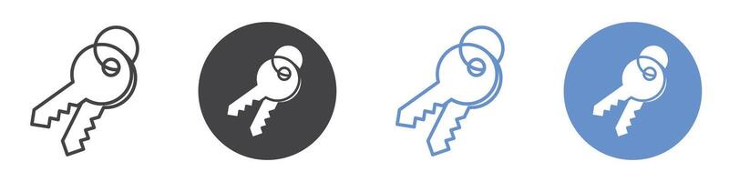 Key icon flat line symbol set. vector