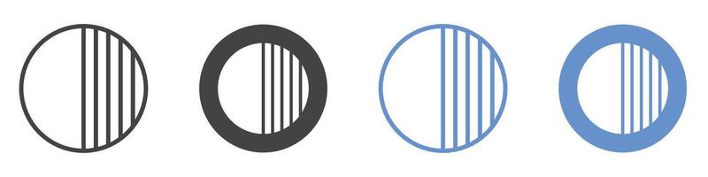 Contrast icon flat line symbol set. vector