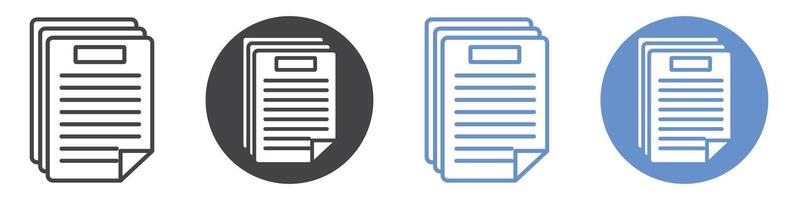 Document icon flat line symbol set. vector