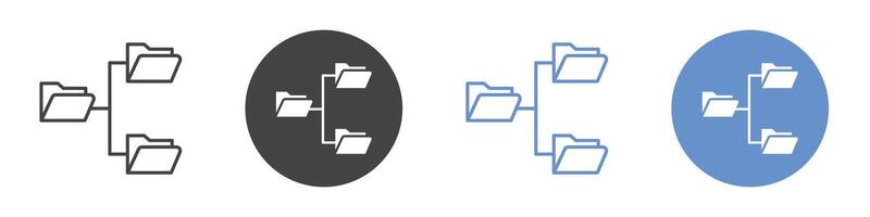 Folder tree icon flat line symbol set. vector