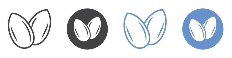Almond icon flat line symbol set. vector