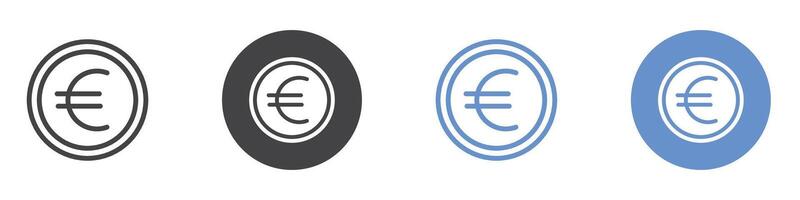 Euro Icon flat line symbol set. vector