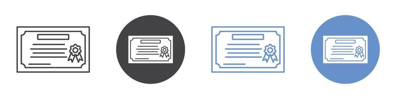 Certificate icon flat line symbol set. vector