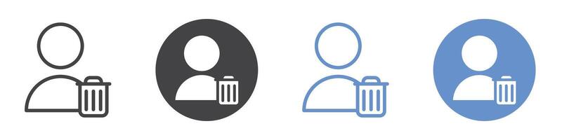 Delete user icon flat line symbol set. vector